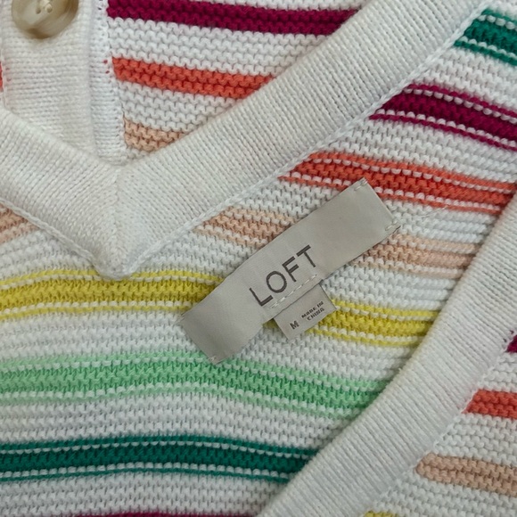 LOFT Ann Taylor Women's Striped Button Front Sweater Tank Top Size M - Picture 4 of 4